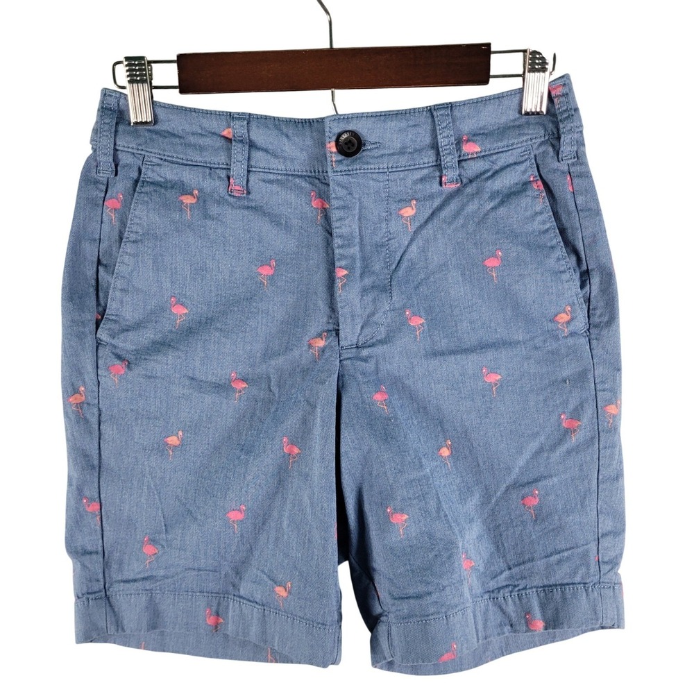 Hollister Shorts Size 27 Blue Pink Flamingo Chino 6.5 Inseam Summer Casual